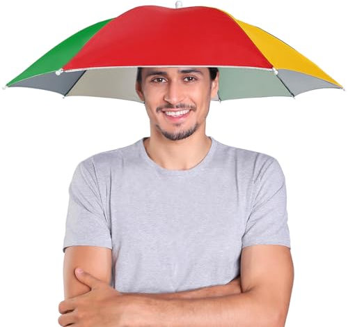 massmall Regenschirmhut 68,6 cm UV-Schutz Regenschirm Hüte für Damen Herren Hände frei Regenschirm bunt / 1 Packung