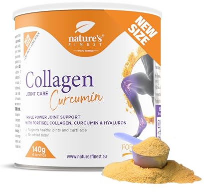 Nature's Finest Curcumin JointCare kombiniert hydrolysiertes Kollagen mit Kurkumaextrakt, Hyaluronsäure und Vitamin C, um die Gesundheit der Gelenke zu unterstützen – 140g, 14 Portionen