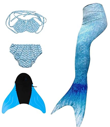 NAITOKE Meerjungfrauenschwanz mit Flosse für Mädchen Meerjungfrau mit Mermaid Tail Badeanzug,MBHDB,110