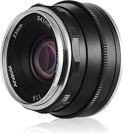 Andoer Objectif 35 mm F1.6 compatible avec les appareils photo Fujifilm Fuji X-A1 / X-A10 / X-A2 / X-A3 / X-at / X-M1 / X-M2 / X-T1 / X-T10 / FX-Mount pour X-T2 / X-T20 / X-Pro1 / X-Pro2 / X-E1 / X-E2