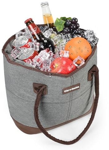 Kato Tirrinia Kühltasche Einkaufstasche Damen Wasserdicht, Kühltaschen Einkaufstaschen Groß Faltbar, Picknicktasche Thermotasche Isoliertasche Strandtasche Lunchtasche Cooler Bag Shopping Bag, Grau
