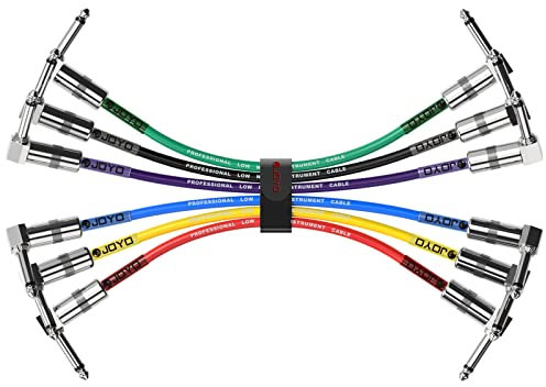 JOYO Guitar Patch Cables 7.8 Inch Professional Bass Guitar Effect Pedal Patch Cords 1/4 Inch (CM-11, 6 Pack)