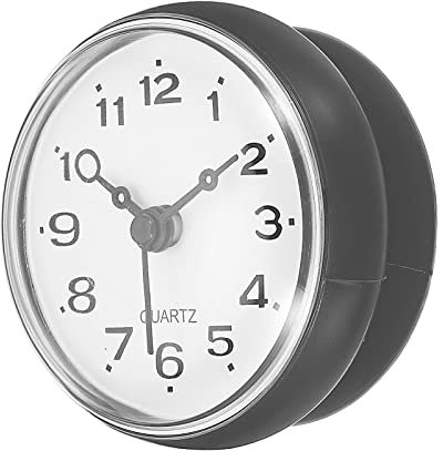PATIKIL wasserdicht Badzimmer Uhr Mini runde Wanduhr mit Saugnapf für Dusche Küche Haus Büro Dekoration dunkelgrau