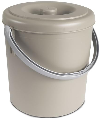 Mülleimer 15L mit verschließbarem Deckel Henkel Taupe 30cm Ø27cm Kunststoff