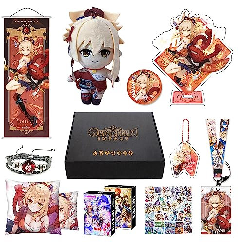 HALOOP Genshin Impact Box Geschenkbox Merch Set mit 11 Geschenken, Wanderer Cyno Xiao All 5 Stars Characters Plush Poster Acrylic Stand Aufkleber Set, Sammlung für Traveller Fans (Yoimiya)