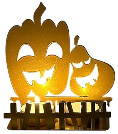 Halloween Teelichthalter,Halloween Kerzenhalter,Kürbis Geist Dekor Kerzenhalter, Niedliche Geisterform Windlicht Kürbis Metall Halloween,Teelichter für Halloween Deko Tischdeko Party