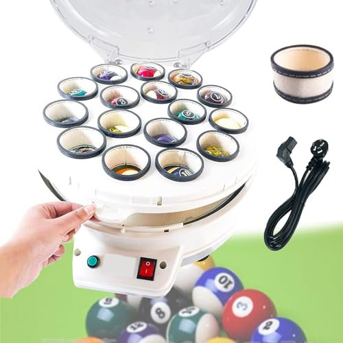 Quixnova Billardkugel-Poliermaschine für 16 Bälle, Billard-Wartungsreinigungsmaschine mit 1-Tasten-Start-Stopp-Schalter, Billardkugel-Set für Billardkugeln