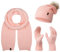 Rock Creek Winter Mütze mit Bommel Schal Set Geschenkset Wintermütze Winterschal Winterhandschuhe Herrenmütze Damenmütze U-103 Rosa Einheitsgröße