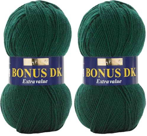 Hayfield Bonus DK Double Knitting, Bottle Green (839), 100g by Sirdar (Pack of 2)