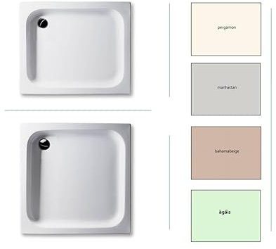 Duschwanne Acryl, 15cm tief, wählbar in den Farben: Pergamon, Bahamabeige/Beige, Manhattan, Ägäis in verschiedenen Größen (Bahamabeige, 80 x 80cm)