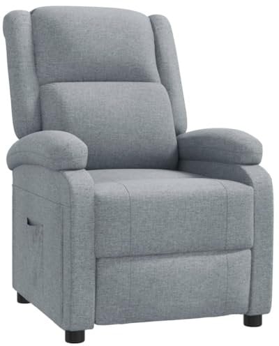 vidaXL Relaxsessel, Sessel mit Liegefunktion, Fernsehsessel Verstellbare Rückenlehne, Liegesessel Ruhesessel Polstersessel, Hellgrau Stoff