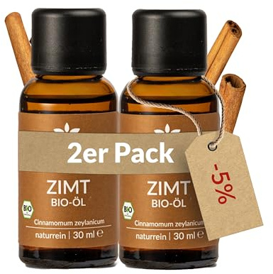 Heldengrün® BIO Zimtöl [100% NATURREIN] Ätherisches Öl 2x30 ml | Echter Ceylon-Zimt · warm, würzig & sinnlich · Bio-zertifiziert (DE-ÖKO-005) · Deutsches Startup