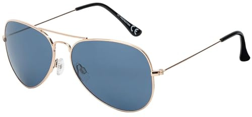 BEZLIT Herren Piloten Sonnen Brille Designer Metallrahmen 30573 (Blau Goldfarben)