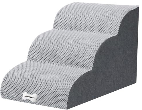 WGYTECH Escalera para Perros de 3 Peldaños, Escalera para Mascotas para Sofá Cama de Esponja de Alta Densidad, con Funda Extraíble Lavable y Fondo Antideslizante, Rampa para Perros de 40 cm de Altura