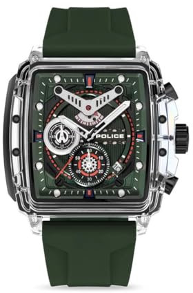 Police Herren Analog Quarz Uhr mit Silikon Armband PEWGO0052404