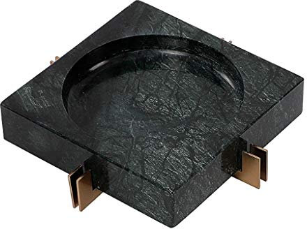 STFEAGYZ Home Ashtray Natural Stone Marble Cigarette Cigar Ashtray,Simple,Creative,Living Room,Coffee Table,Decorate,Upscale,Gift,with Shelf Household ashtrays(Zwart,S)