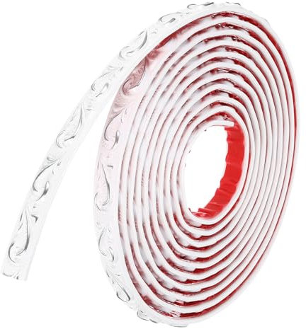 Sourcing Map Flexible Wall Trim Molding - 16.4Ft x 0.79Inch Self Adhesive Peel and Stick Molding Wallpaper Mirror Frame Border Trim for Cabinet Mirror Frame, Wave White Silver