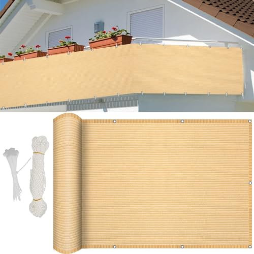 Brise-vue d'extérieur extensible avec protection UV Crème 65 x 850 cm