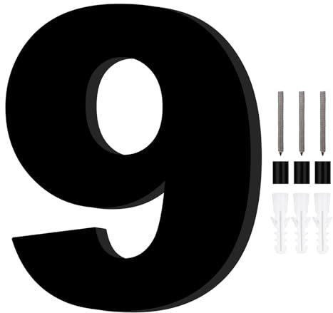 1 Pièce Numéro Boite aux Lettres,Chiffre Boite aux Lettres Exterieure,Chiffres de Boite aux Lettres,Numero de Rue,Numero de Maison Exterieur,Plaque Numero Maison Exterieur,Hauteur 20cm,Noir(Numéro 9)