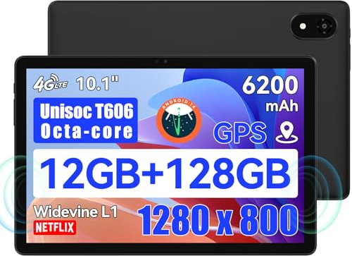 ALLDOCUBE iPlay 60S 10.1 inch Tablet, T606 Octa-core CPU, 1280x800 IPS HD Android 14 Tablet, 12GB RAM 128GB ROM 512GB Expand, Widevine L1, 6200mAh, Dual Speaker, 5MP+8MP Camera, 4G LTE/Wifi5, GPS