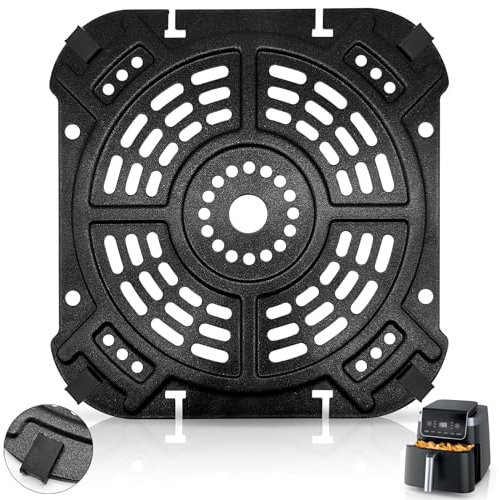 GCQFZ Air Fryer Grillplatte für Ninja AF181 Air Fryer Pro XL 6-in-1 6,5 QT, 21,6 x 20,3 cm Air Fryer Zubehör Rack Tray Grillpfanne Crisper Plate Ersatzteile mit Gummipuffer