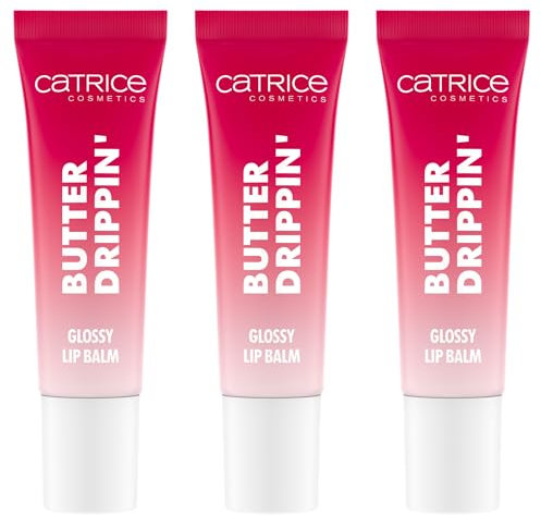 Catrice Butter Drippin' Glossy Lip Balm, Nr. 050, Rot, feuchtigkeitsspendend, pflegend, glänzend, vegan, ohne Konservierungsstoffe, ohne Parabene, ohne Mikroplastikpartikel, 3er Pack (3x10ml)