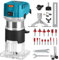 Bois Défonceuse Affleureuse Électrique 800W, Routeur à Bois Électrique 30000r/min, avec 15pcs 1/4 Pinces Bits Affleureuse à Bois Électrique Verticale, pour Travail du bois (B)