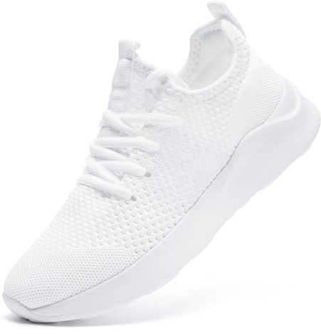 UROMGV Herren Turnschuhe Sportschuhe Slip On Tennisschuhe Wanderschuhe Laufschuhe Straßenlaufschuhe Modische Leichte Atmungsaktive Fitness Gym Joggingschuhe weiß EU 43