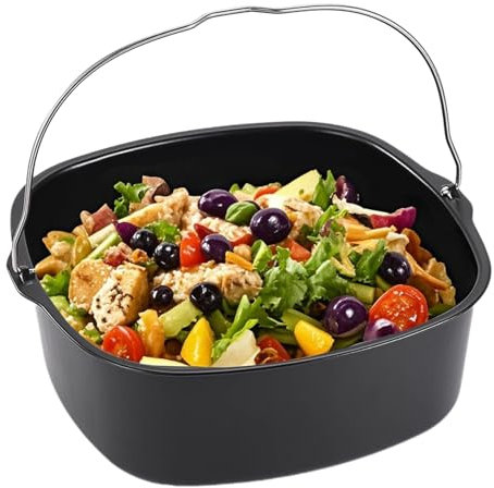 Heißluftfritteuse Form, Hitzebeständig Luftfritteuse Zubehör, Einfache Reinigung Eisenfritteuse Backform,Wiederverwendbar Kuchenform Brotbackkorb,Airfryer Zubehör für HD9925, HD9860, HD9905 01(22cm)