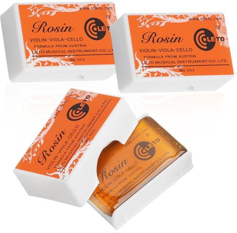 2 Stück Kolophonium für Streichinstrumente, Geige Kolophonium,Transparentes Bogenharz für Violine, Viola und Cello, Staubarmes und Langlebiges Kolophonium mit Schutzetui für Klaren Klang (3PCS)