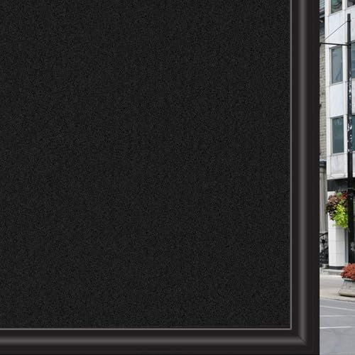 Zindoo Fensterfolie Blickdicht Schwarz Milchglasfolie Lichtdicht Ohne Kleber Verdunkelungsfolie für Fenster, Duschkabine Sowie Türen 75 x 200 cm