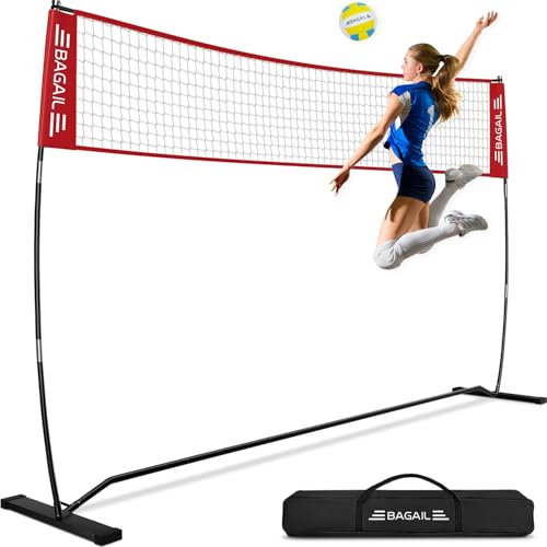 BAGAIL Red de Voleibol, Red de Voleibol Portátil para Patio de 12 pies/20 pies - Altura Ajustable, Estructura Resistente, Diseño Independiente - Set de Voleibol Portátil para Exterior/Interior