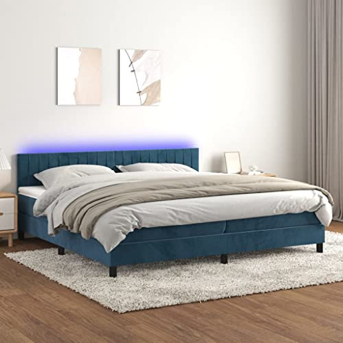 Xichuzi Boxspringbett mit Matratze & LED Dunkelblau 200x200 cm Samt, Bettgestell, Bett, Schlafbett, Bed Frame, Schlafzimmer Bett - 3134547