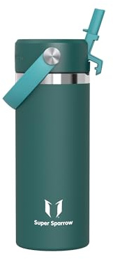 Sparrow Kids Insulated Water Bottle with Straw 500ml Metal Water Bottles | Stainless Steel Drinks Bottle, Leakproof & BPA Free Flask, SwivelSip Flex Straw Cap, Reusable Sports,School Outdoor