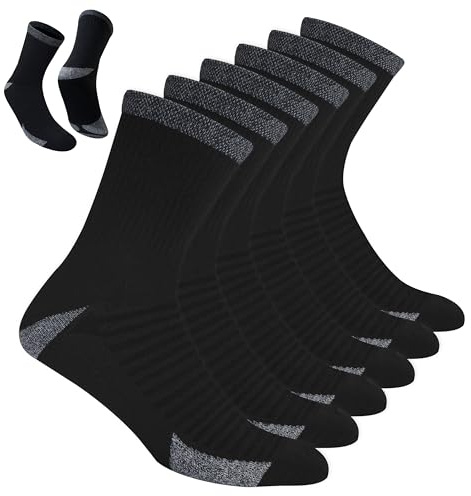 BLITZSOX 6 Paar Herren Sportsocken aus Baumwolle | Lauf- & Trainersocken | DRI-WIK Feuchtigkeitskontrolle | Gepolstertes Fußbett mit Fußgewölbe-Kompression | Verstärkte Ferse & Spitze