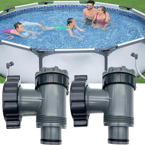 Lidary Absperrhahn Pool 38mm für Hnemix Intex Coleman Pool Zubehör, Kolbenventil Pool Anschlüsse, Pool Ersatzteile für Oberirdische Schwimmbecken und Poolfilterpumpe (38mm*2)