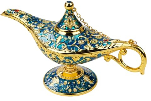 BuyWeek Aladdin Lampe, Vintage Hohl Geschnitzt Magic Genie Lampe Legendäre Aladdin Wunderlampe für Tischdekoration und Geschenk