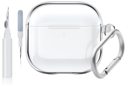 Swiftctrl Kompatibel mit Air Pods 4 Hülle, Transparent Hülle für Air-Pods 4 Gen mit Reinigungsset & Karabiner, Unterstützt kabelloses Laden, Kompatibel mit Air-pods 4 Case (USB-C)