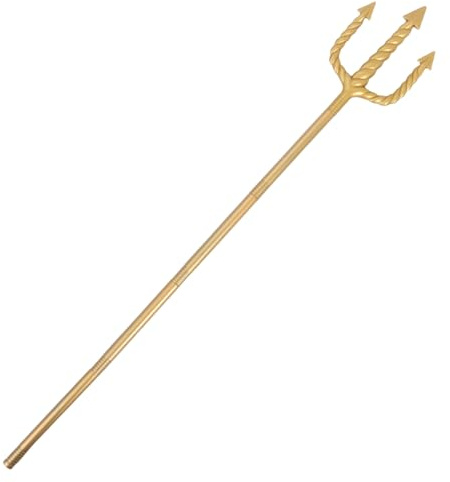 YARNOW Golden Spiral Trident Prop with Rounded Tips Easy Assembly Halloween Cosplay Fork for Devil Costume and Party Decorations Embody Sea God Power