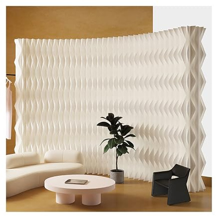 Raumteiler aus Papier, Faltschirm, erweiterbare Trennwand für das Home Office, 3D-Waben-Falt-Sichtschutz, leichte dekorative Papiertrennwand(White H180CM,200~300CM)