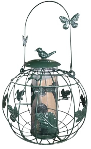 Ahuuen Vogelfutterhaus für Wildvögel - Metall Aufbewahrungsröhre Fütterung | Eichhörnchensicher Aufhängbar Röhren Vogelfutterhäuschen - Für Outdoor Vogelbeobachtung Terrasse Rasen Garten Balkon Park