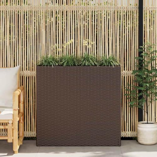 Große Pflanzkübel für Pflanzen Im Außenbereich,Garten-Hochbeet mit 4 Töpfen Poly Rattan Braun für Gemüse, Kräuter, und Blumen