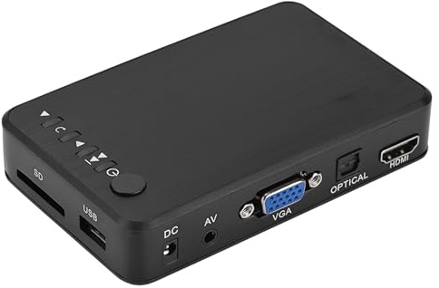 Xiuganpo Interface Multimédia HD, Lecteur Vidéo HD 1080P avec Télécommande IR, Prise en Charge de la Sortie au Format NTSC, pour clé USB, Disque Dur Mobile, Carte SD (Prise UE)