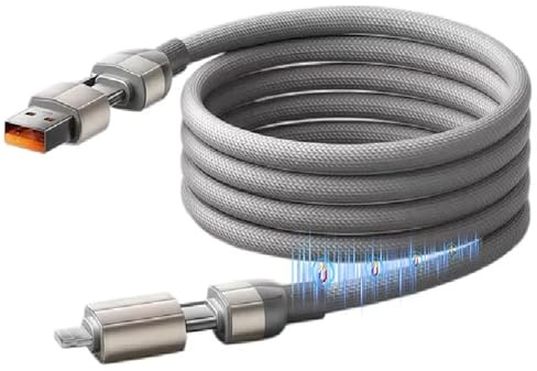 Cavo di ricarica USB C magnetico, 240 W, 4 in 1, cavo USB C a spirale automatico, cavo USB C PD3.1 ricarica rapida, cavo di ricarica magnetico intrecciato in nylon per iPhone 13 14 15 16, iPad