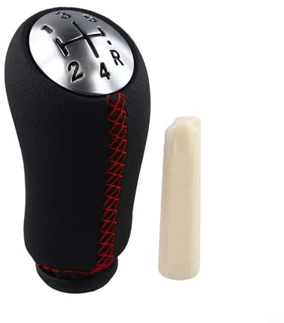 Startbuymore Pomo de palanca de cambios de piel sintética de 5 velocidades compatible con Renault para Clio 3 para Megane 2 para Laguna 2 fabricado de 2003 a 2009 (línea roja)