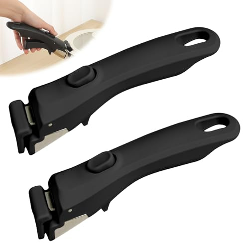 ZVD 2 Pièces Poignée Amovible Universelle Pour Poêles, Poignée Amovible, Poignee Détachable Pour Casserole Résistante À La Chaleur (250°C), Pour Poignées De Poêle À Frire, Supporte 10kg (Noir-2PC)
