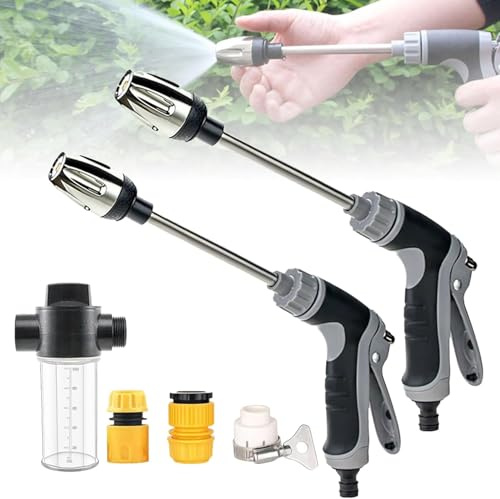Pistola ad alta pressione per tubo da giardino, Power Jet TurboWasher idropulitrice ad alta pressione, flusso d'acqua regolabile, per lavaggio auto, irrigazione giardino, doccia per animali domestici