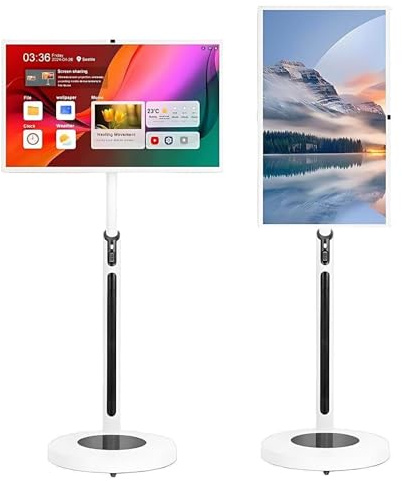 Smart TV Portatile Su Ruote Touch Screen 1080p/4K UHD 5 A 8 Ore Autonomia Telecomando Fotocamera Integrata 8/13Mpx Televisore Touch Screen Girevole 360°(32in,8+128GB(1080P))