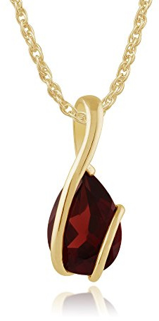 Gemondo Women 375 Gold 9ct Yellow Gold Pear Garnet Wrapped Pendant Necklace Red 45cm