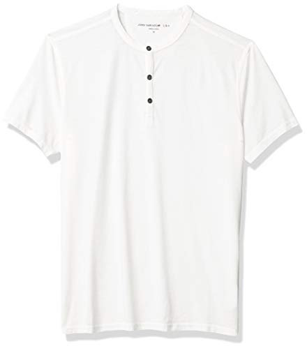 John Varvatos Star USA mensK4463V2B-BOZ25BShort Sleeve Henley in Burnout Short Sleeves Henley Shirt - White - Large